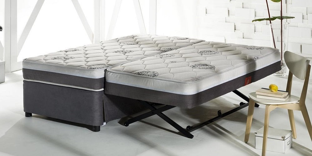 Easy to Use Spare Bed • The decoTrundle is easy to use. One person can easily pull the extra mattress out and up to set the unit up as a two-person bed.