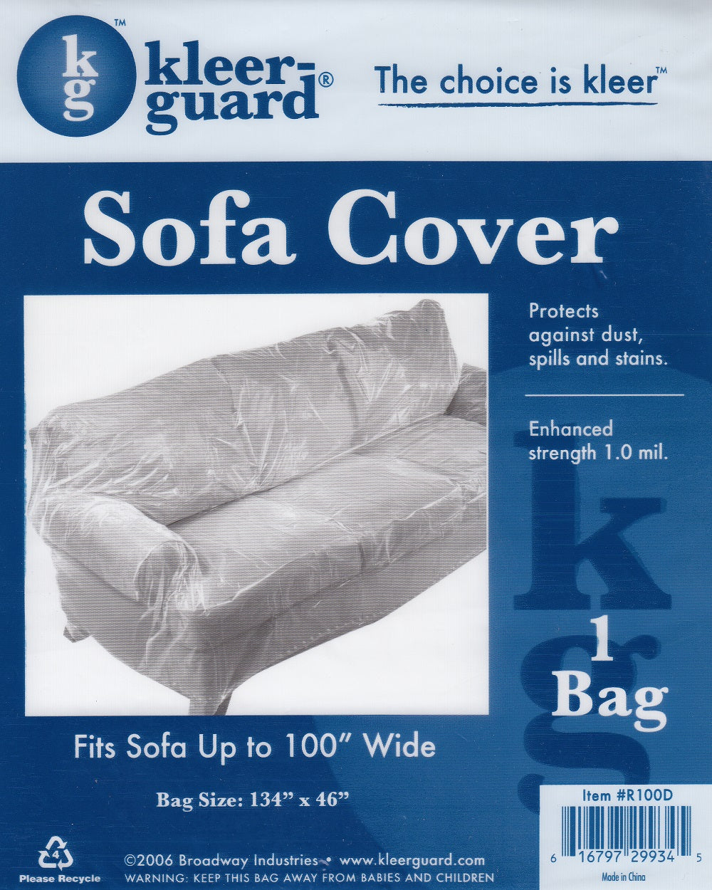 kleer-guard R100D Sofa Cover Fits Upholstery Up to 100" Wide