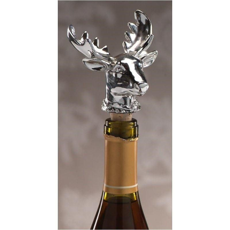 Zodax Silver Moose Head Bottle Stopper