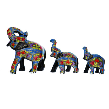 Set of 3 Paper Mache Good Luck Elephant Sculptures