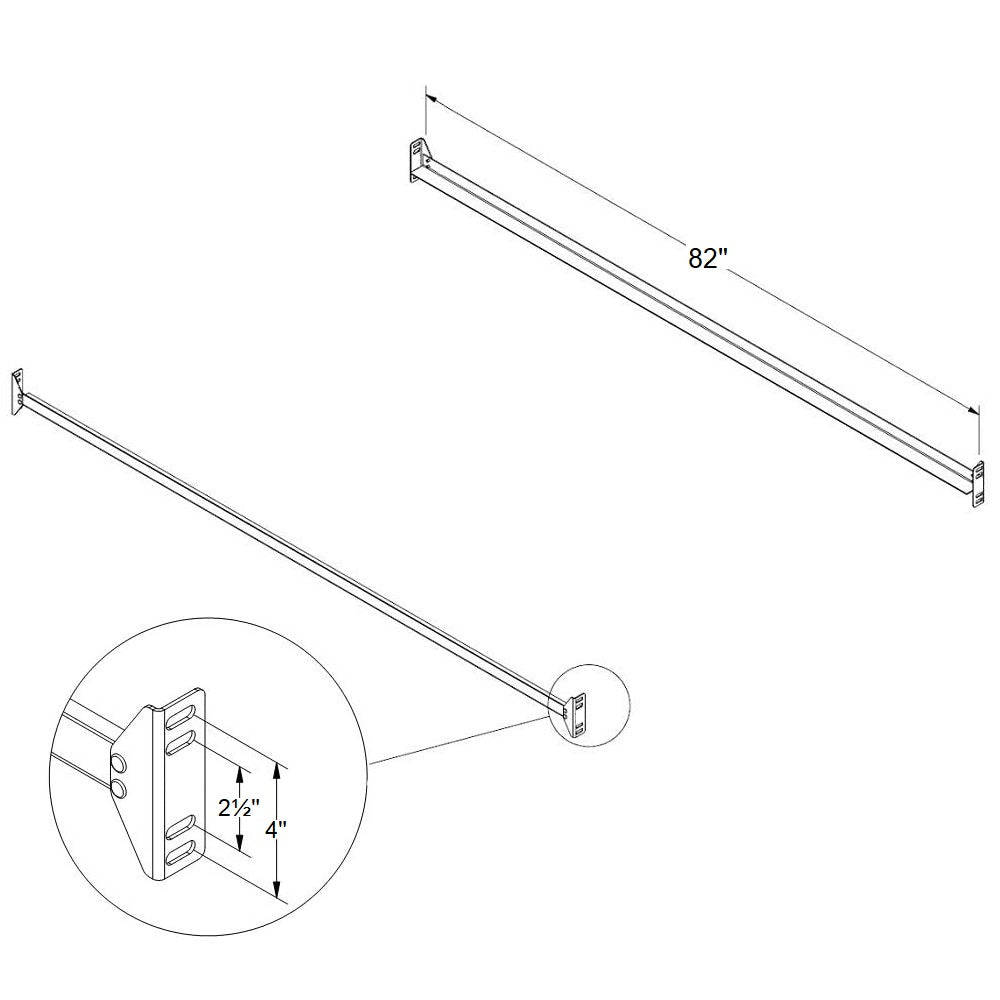 bedCLAW 82" Steel Bolt-On Side Rails for Twin XL, Full XL, Queen, King Size Beds