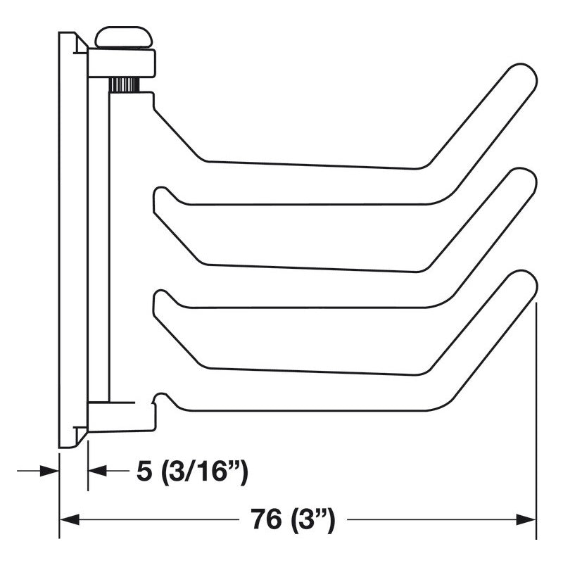 3 Hook Coat Hanger, Matte Brass