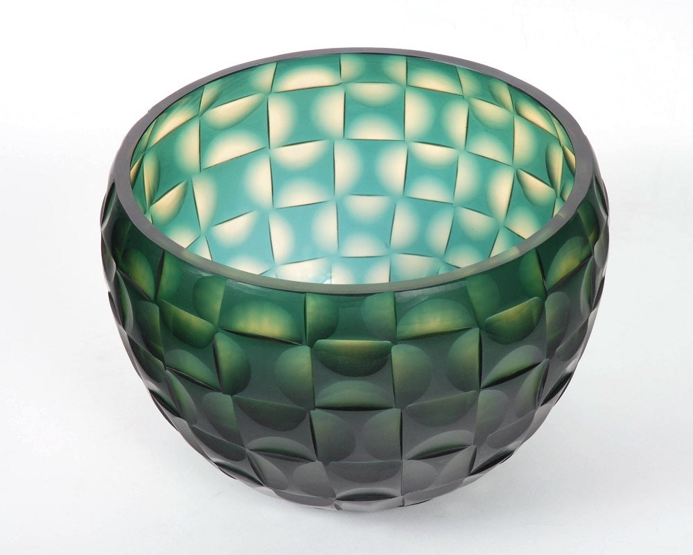 Dynasty Gallery Woven Facets Green Bowl, 8.5" Wide