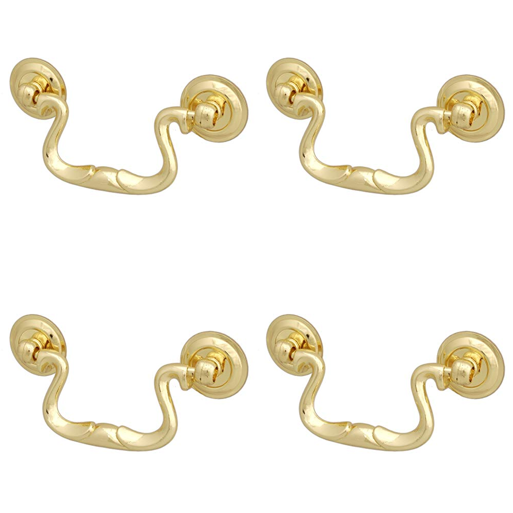 Hafele 125.28.800 Polished Brass Finish Drop Pull Handle Set of 4