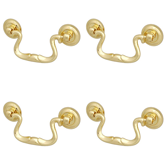 Hafele 125.28.800 Polished Brass Finish Drop Pull Handle Set of 4