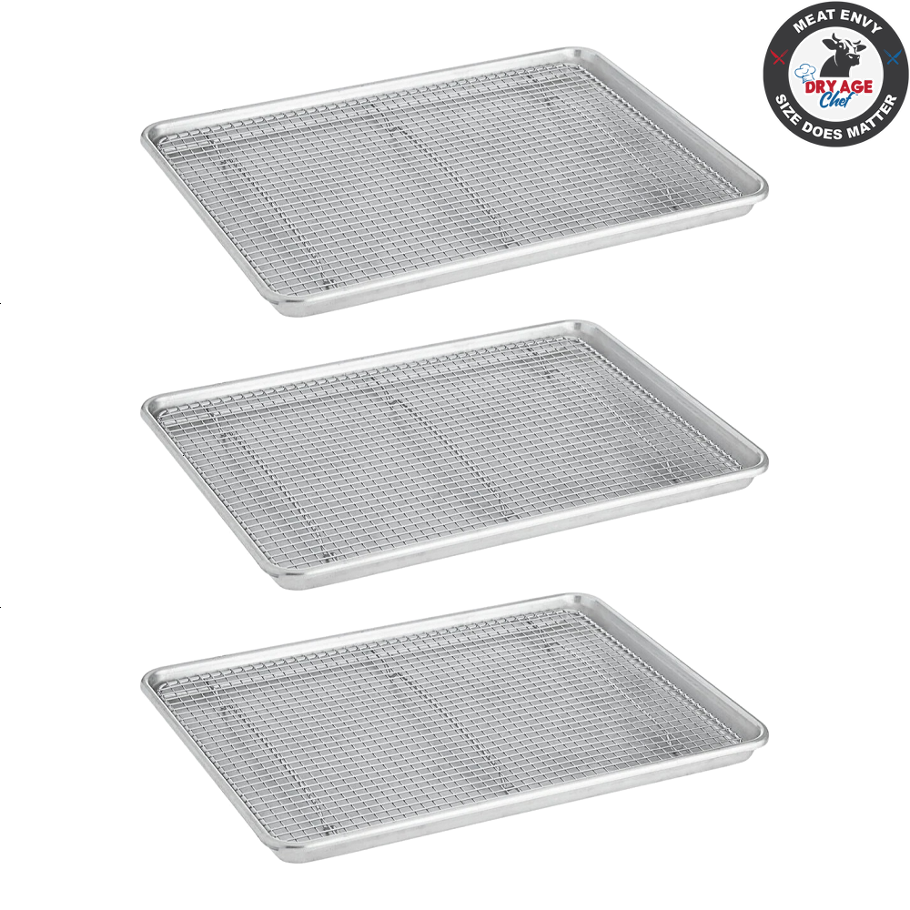 Large Beef Rack and Dry Aging Pan by Dry Age Chef, Set of 3