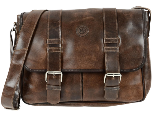 Corsa Miglia Havana Vintage Inspired Leather Messenger Computer Bag by Piel