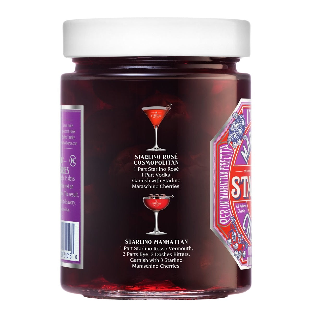 Hotel Starlino Italian Maraschino Cherries, Set of 3 Glass Jars