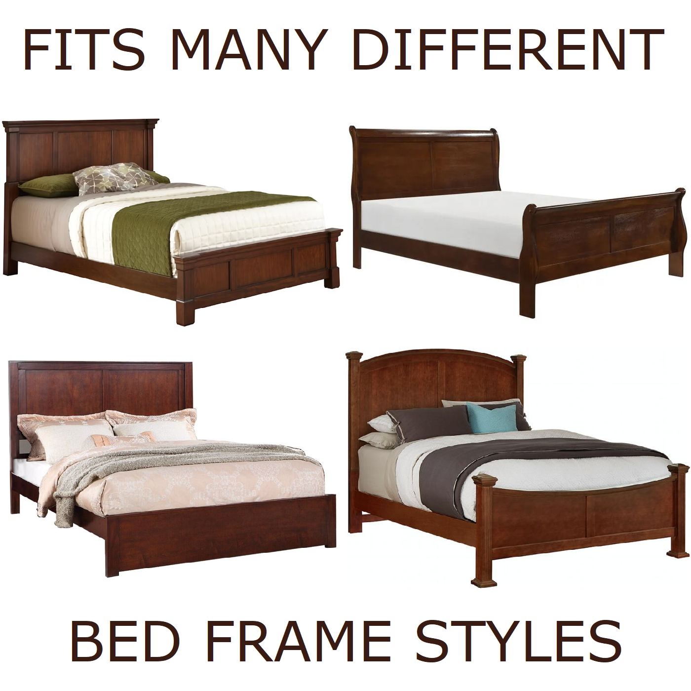 bedCLAW Medium Finish Hook-On Replacement Heavy-Duty Wood Bed Frame Side Rails