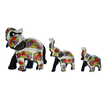 Set of 3 Paper Mache Good Luck Elephant Sculptures