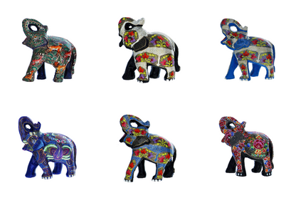 Set of 3 Paper Mache Good Luck Elephant Sculptures