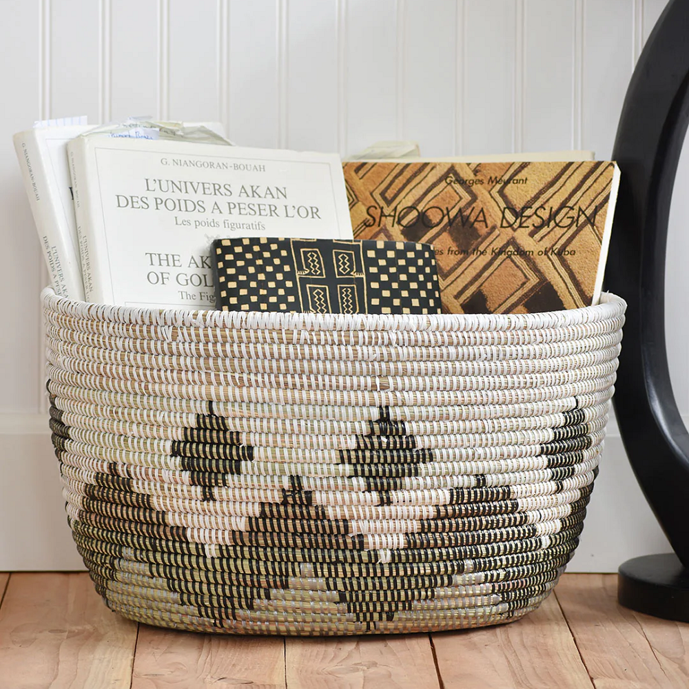 Diamond Design Knitting Basket