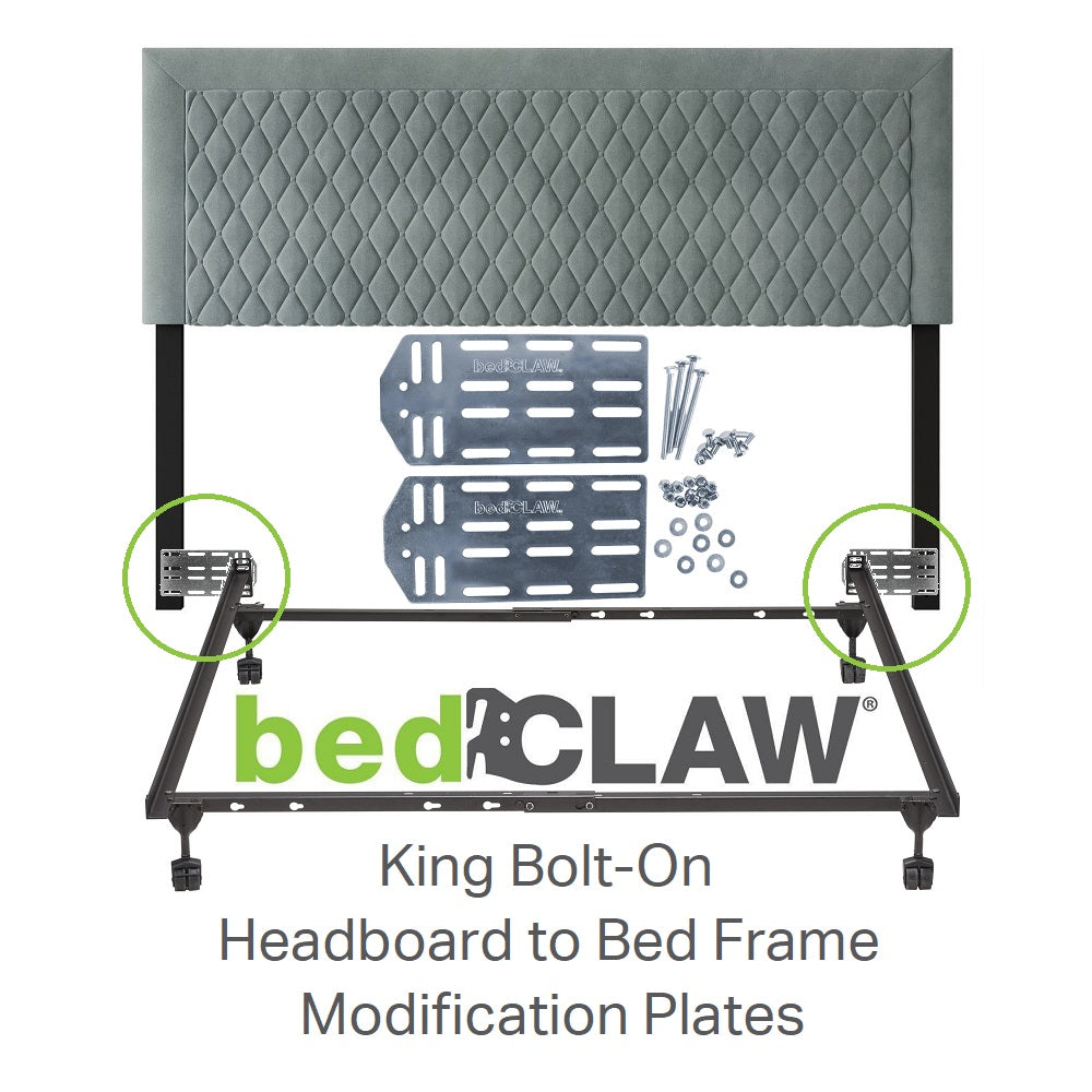 bedCLAW King Bolt-On Headboard to Bed Frame Modification Plates, Set of 2