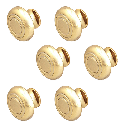 Hafele 134.35.820 Decorative Polished Gold Color Zinc M4 Knob Set of 6