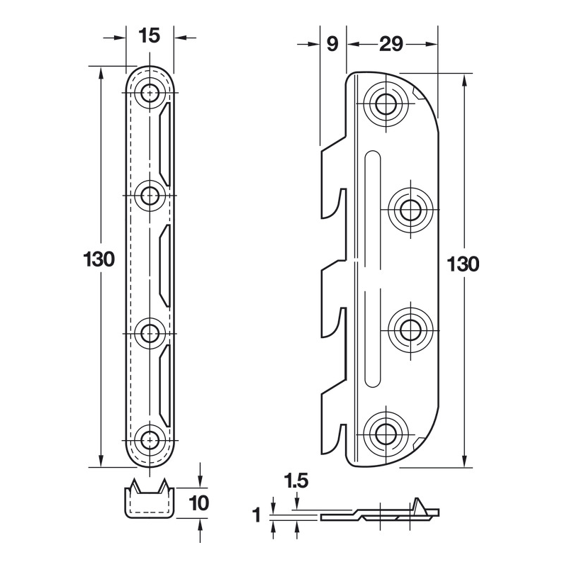 bedCLAW Noval K Extended Steel Bed Fitting - Set of 4