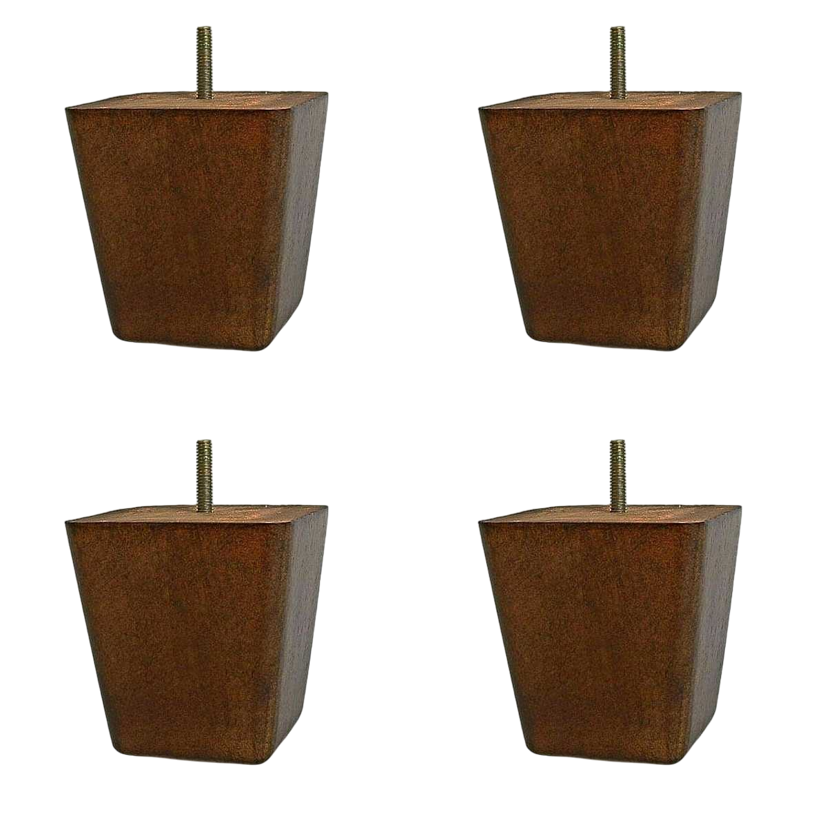 Leg Daddy 4" Medium Brown Finish Square Tapered Wooden Sofa Leg, Set of 4