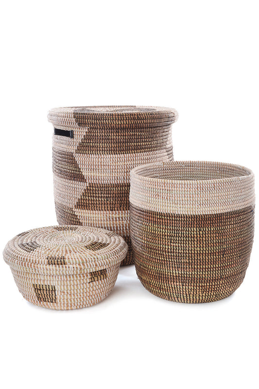 Black & White Mixed Basket Set of Three