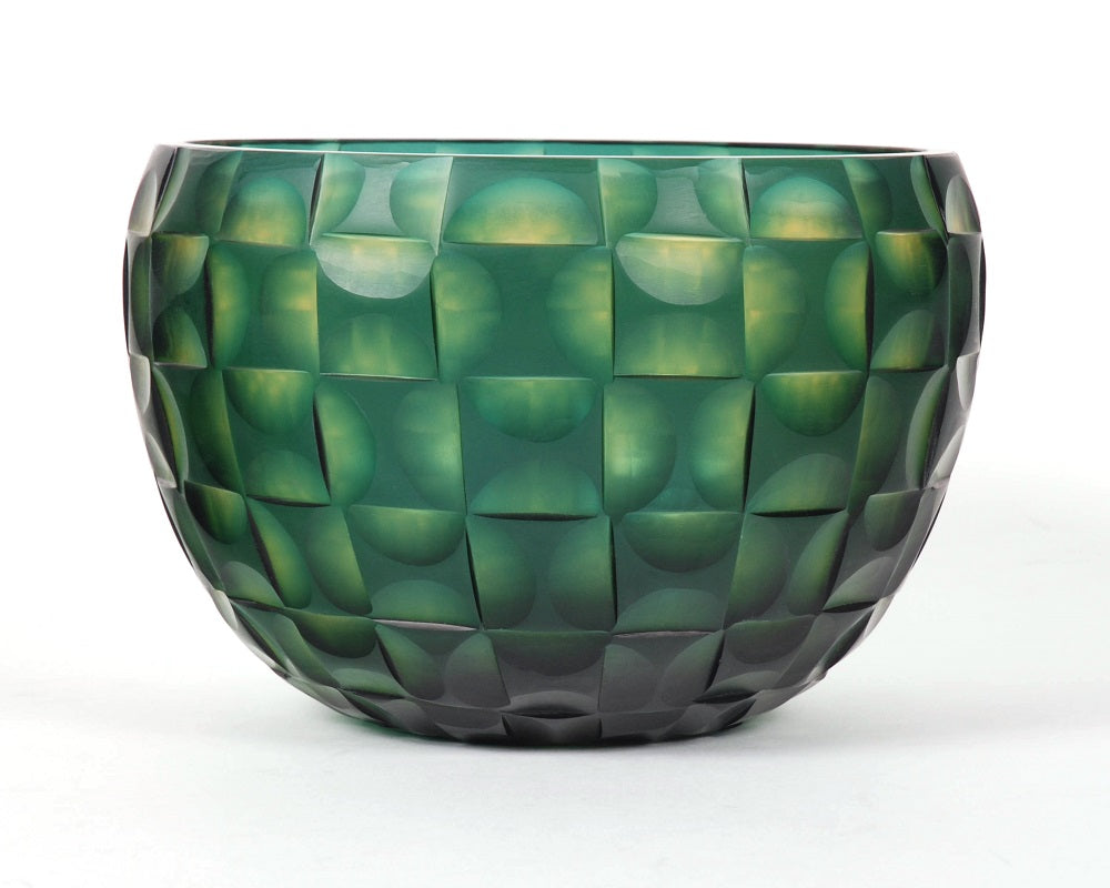 Dynasty Gallery Woven Facets Green Bowl, 8.5" Wide