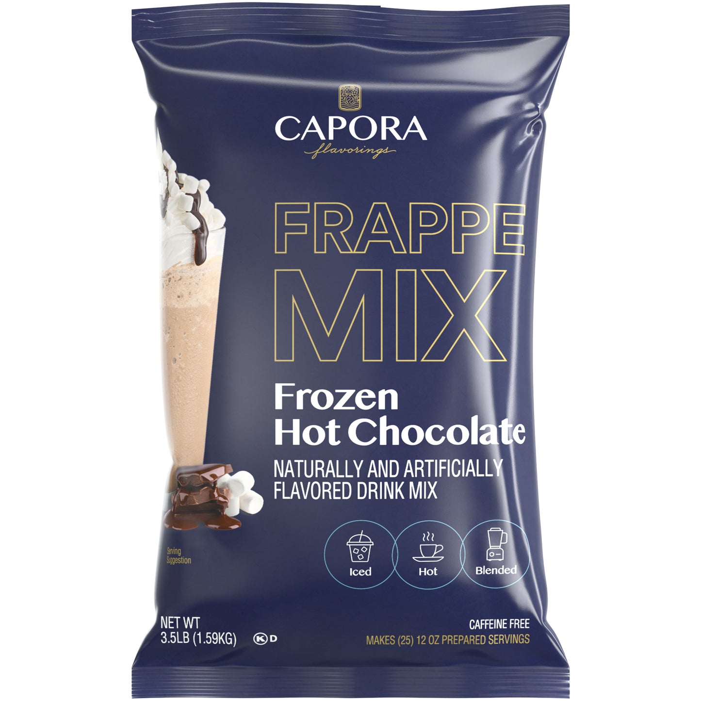 Capora 3.5 lb. Frozen Hot Chocolate Frappe Mix, Coffee Shop Quality