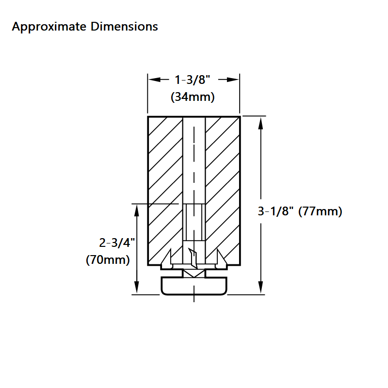 Hafele 637.12.265 Plinth Adjusting Fitting, M8 Thread, 80mm Wood Mounting Block