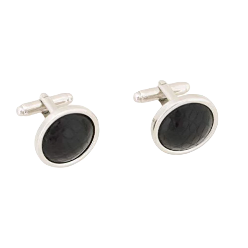 Black Alligator Skin Cuff Links