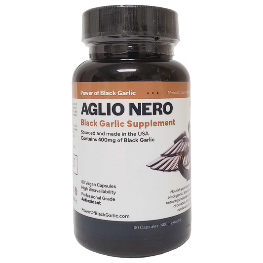 Aglio Nero Black Garlic Supplement, 400mg, 60 ct. Pro Grade Antioxidant