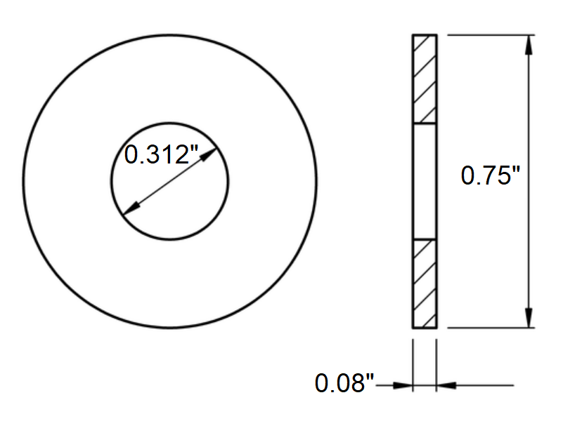 Flat Zinc-Plated USS Washer for 1/4" Screw Size, Steel, 0.312" ID, 0.75" OD x100