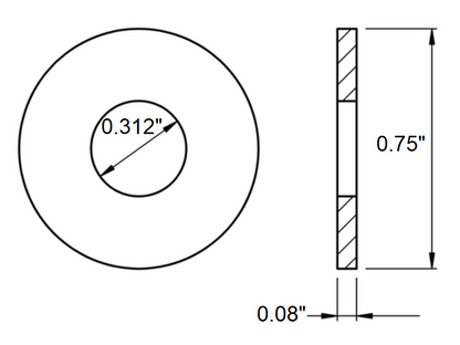 Flat Zinc-Plated USS Washer for 1/4" Screw Size, Steel, 0.312" ID, 0.75" OD x100