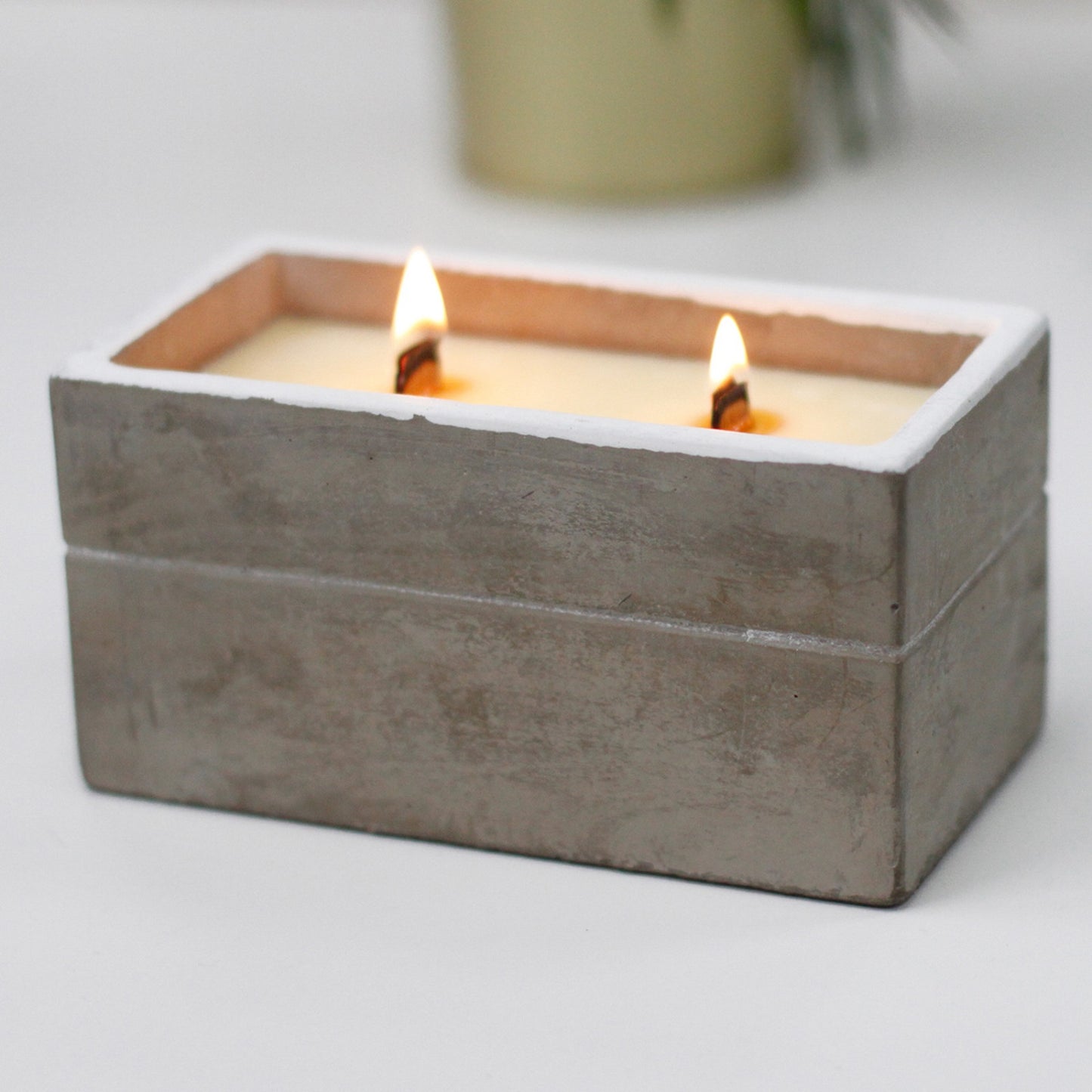 Luminous Wood Wick Concrete Candles