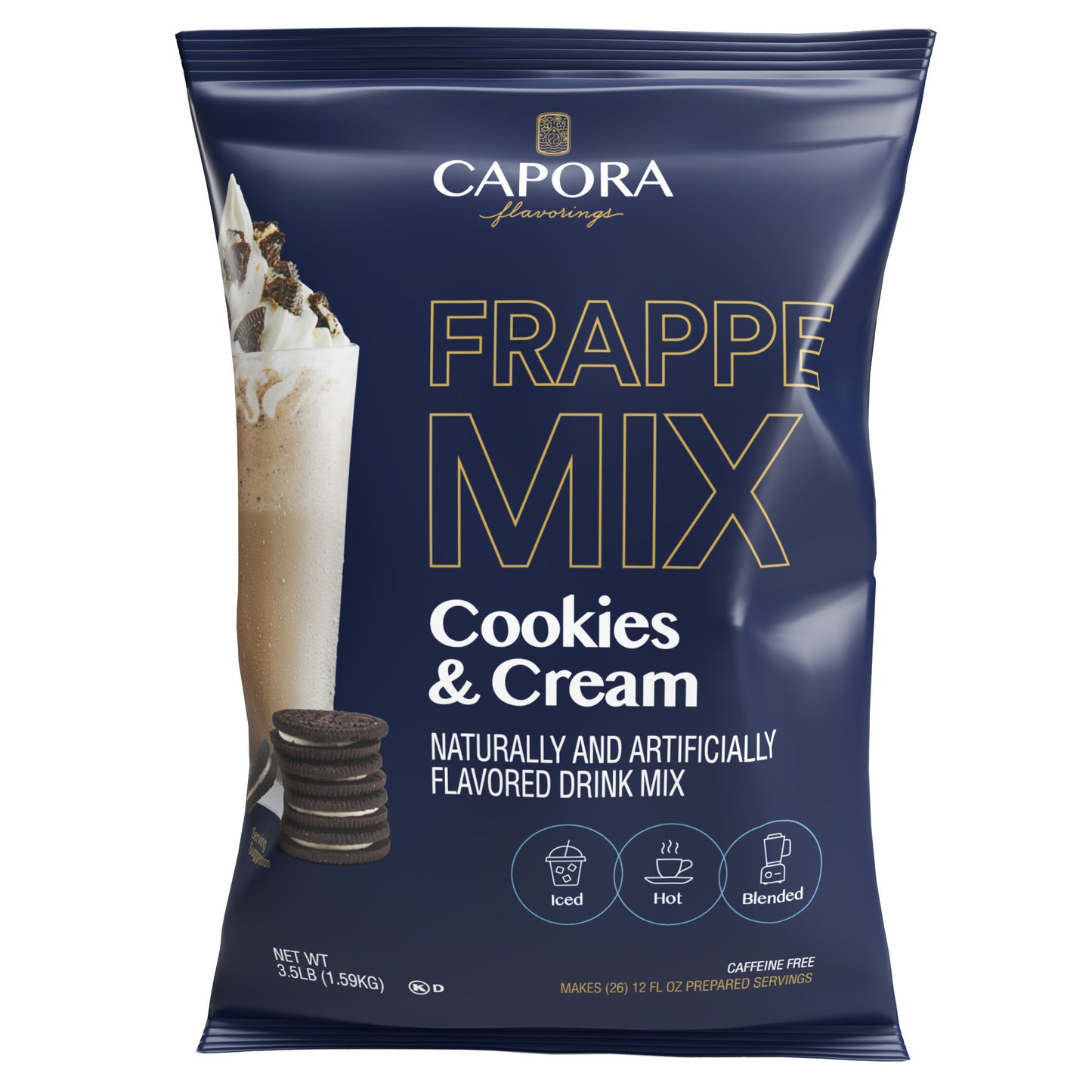 Capora 3.5 lb. Cookies & Cream Frappe Mix, Coffee Shop Quality, Barista Approved