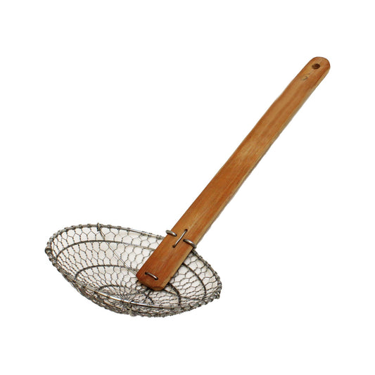 6" Galvanized Bamboo Handled Skimmer with Coarse Mesh