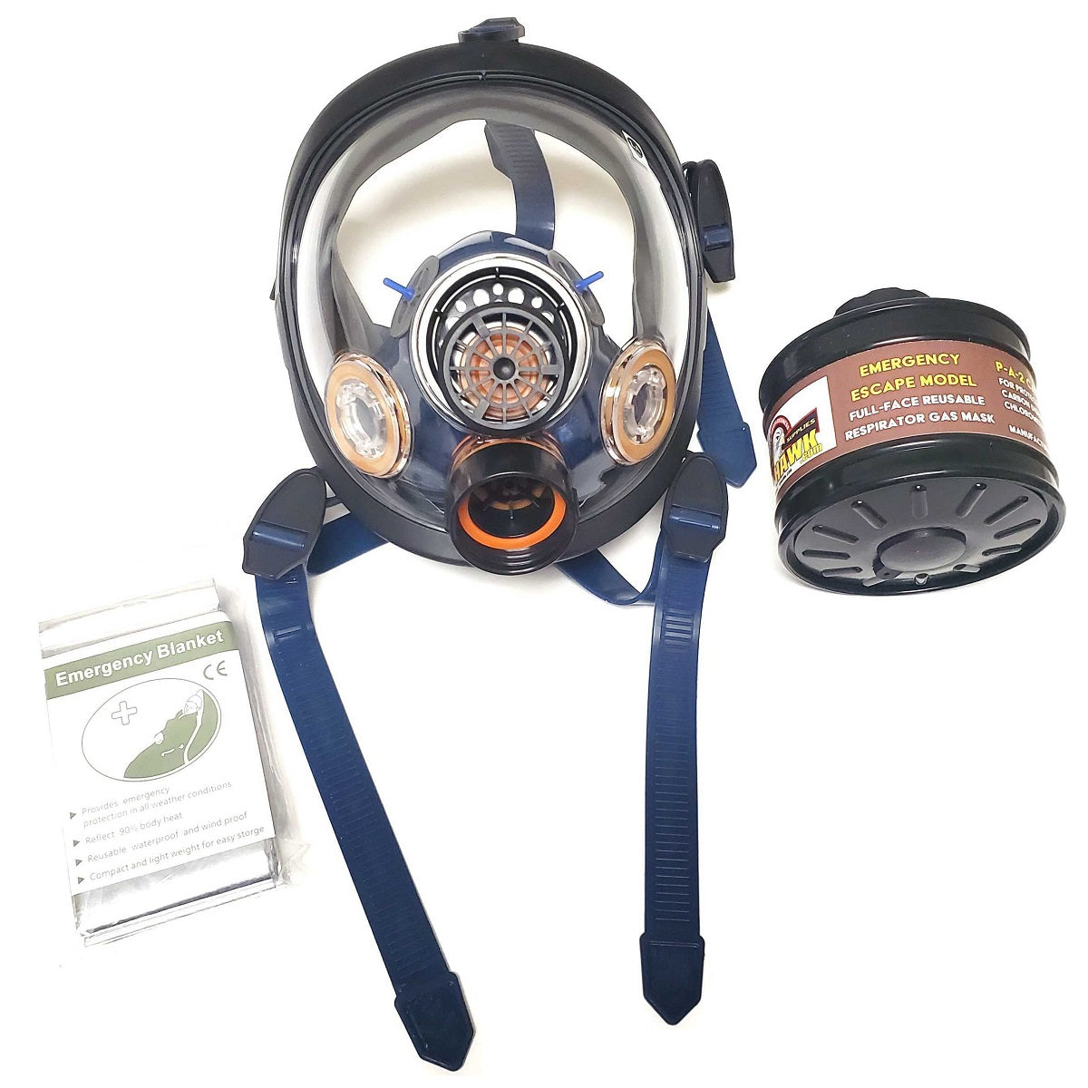 GI HAWK Full-Face Reusable Respirator Gas Mask, Dioxins