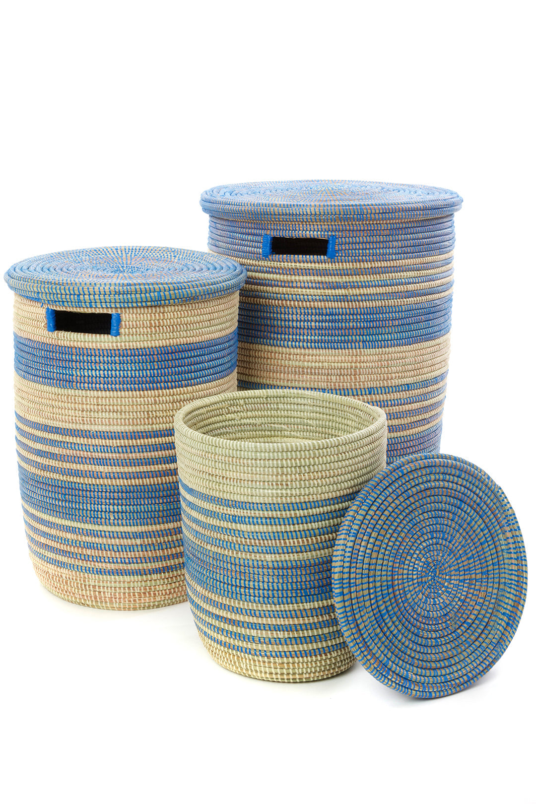 Set of Three Blue Ebb & Flow Striped Hampers Default Title