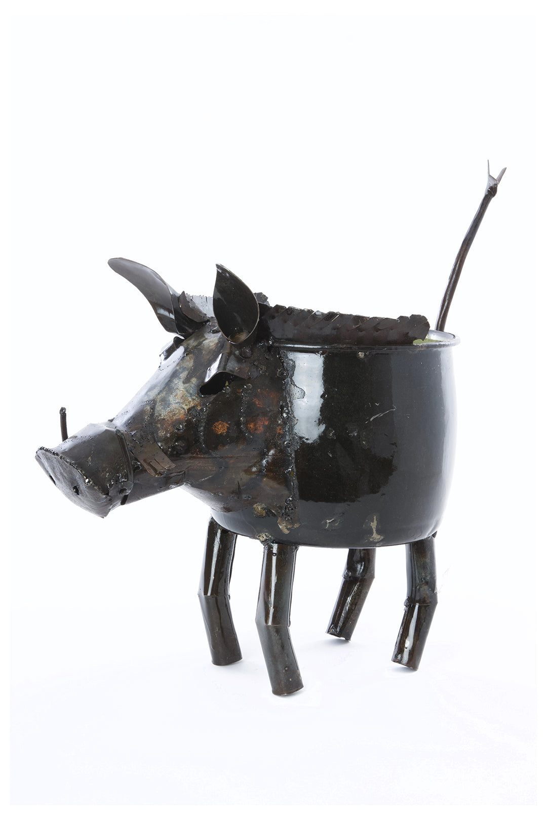 Zimbabwean Recycled Cook Pot Wart Hog Planters