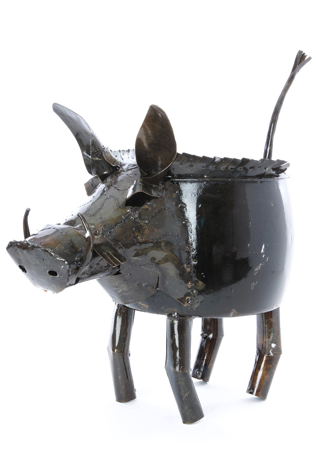 Zimbabwean Recycled Cook Pot Wart Hog Planters