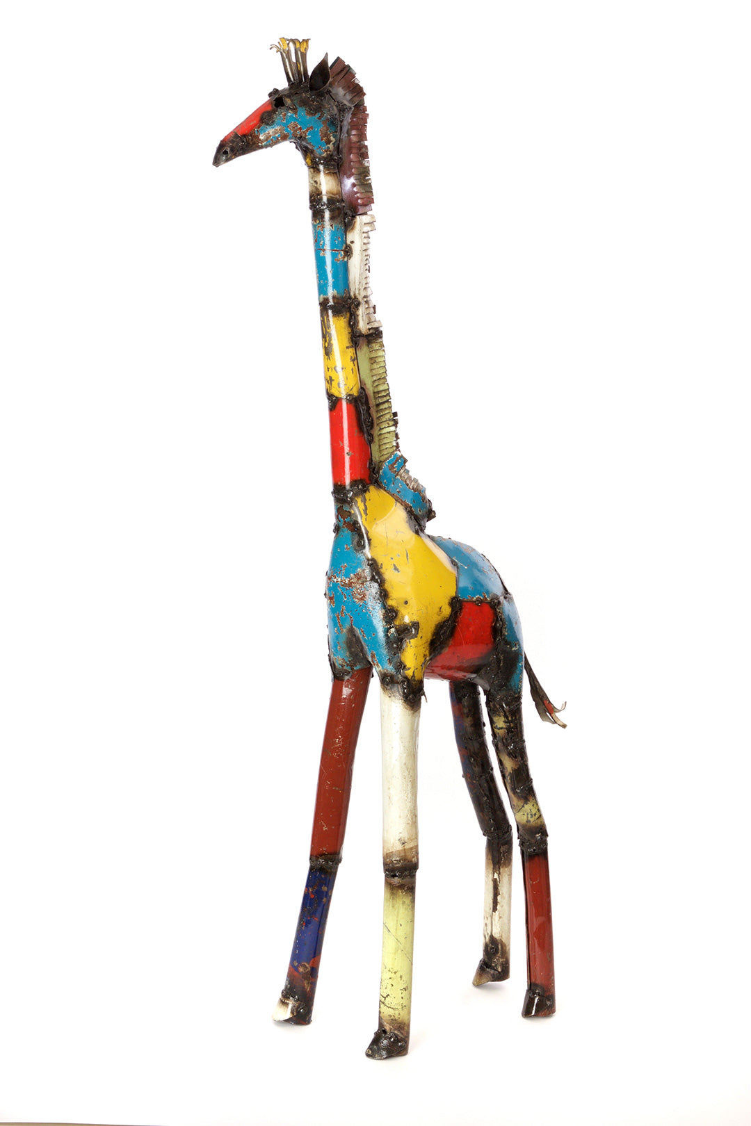 Colorful Recycled Oil Drum Giraffe Sculptures