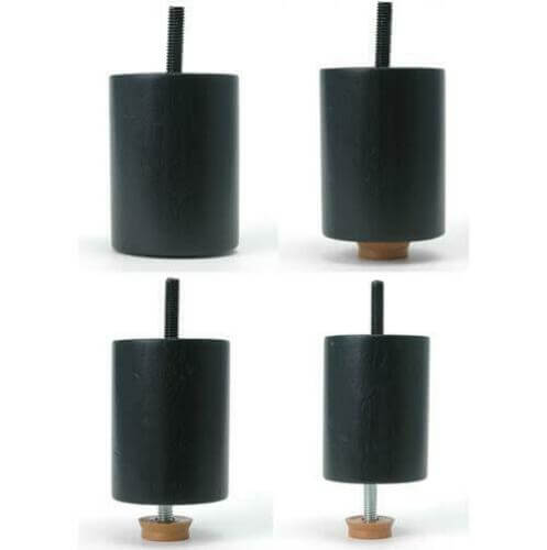 Leg Daddy 3-1/4" - 4" Adjustable Black Cylindrical Sofa Leg, Set of 4