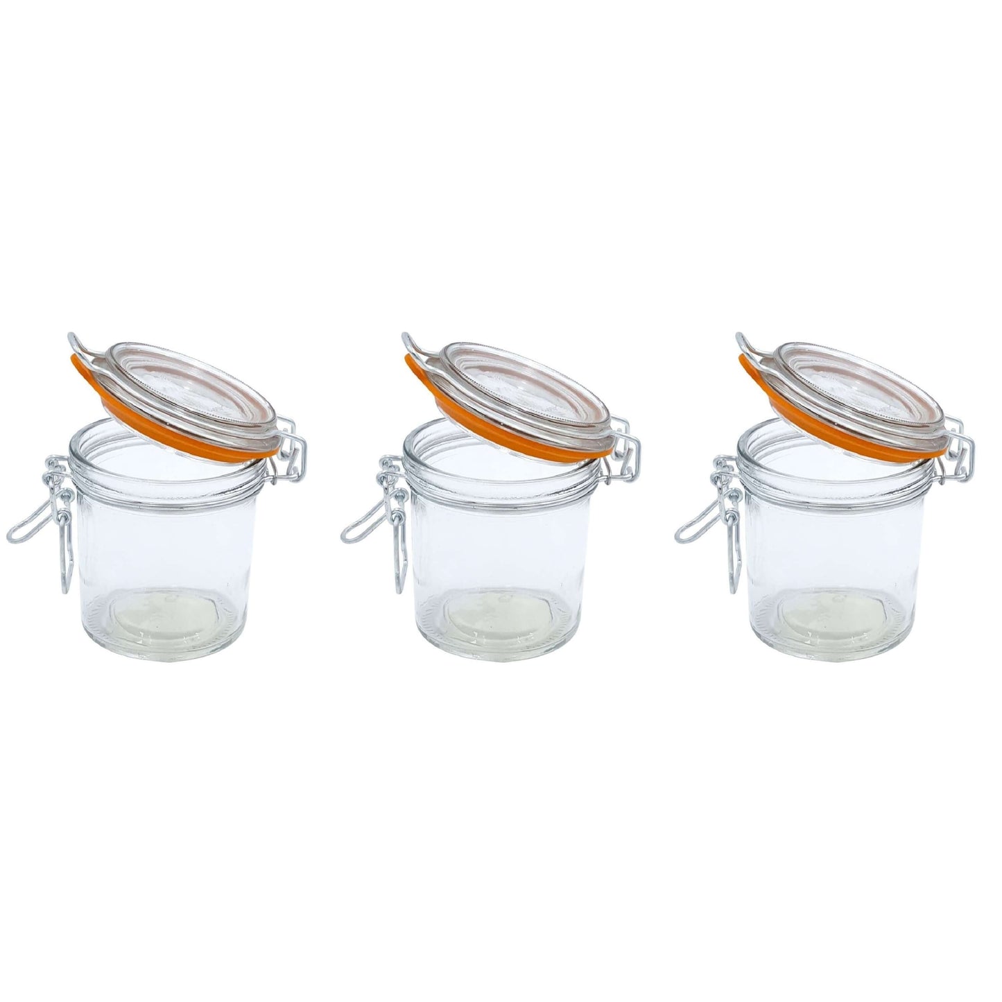 9 oz. Mini Hermes Jars with Air-Tight Clamp Top Lid, Set of 3