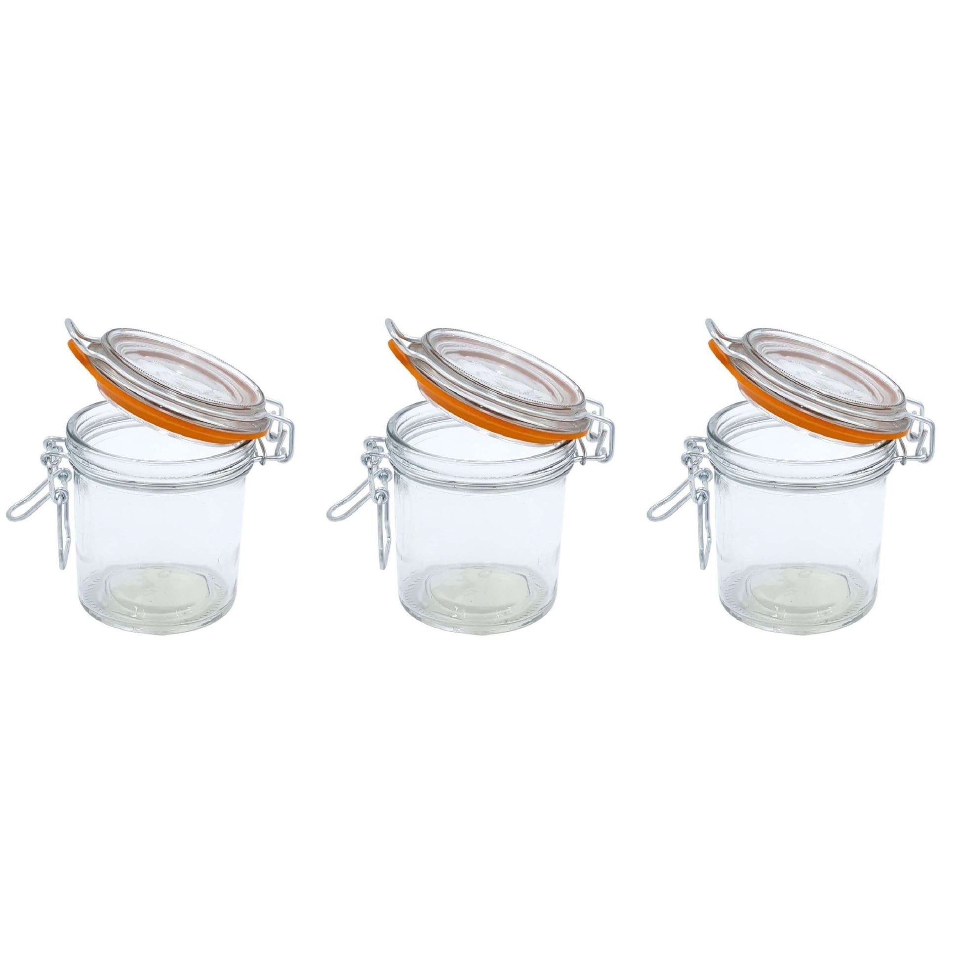 9 oz. Mini Hermes Jars with Air-Tight Clamp Top Lid, Set of 3