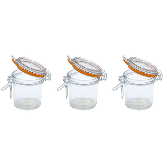 9 oz. Mini Hermes Jars with Air-Tight Clamp Top Lid, Set of 3