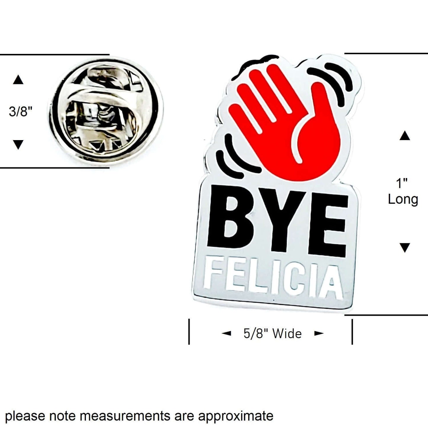 BYE FELICIA Metal and Enamel Lapel Pin, Set of 2