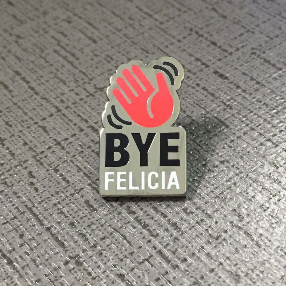 BYE FELICIA Metal and Enamel Lapel Pin, Set of 2