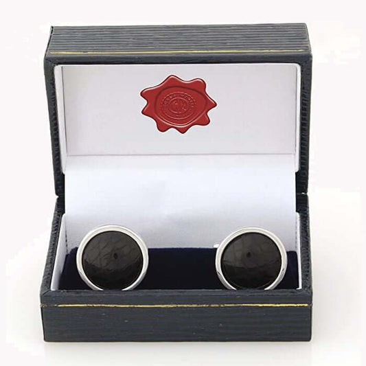 Black Alligator Skin Cuff Links