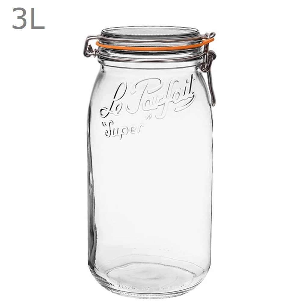 Le Parfait Rounded French Glass Storage Jars with Airtight Rubber Seals