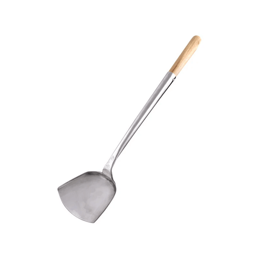 Stainless Steel Medium Wok Spadle Spatula with 17-3/4" Wood Handle