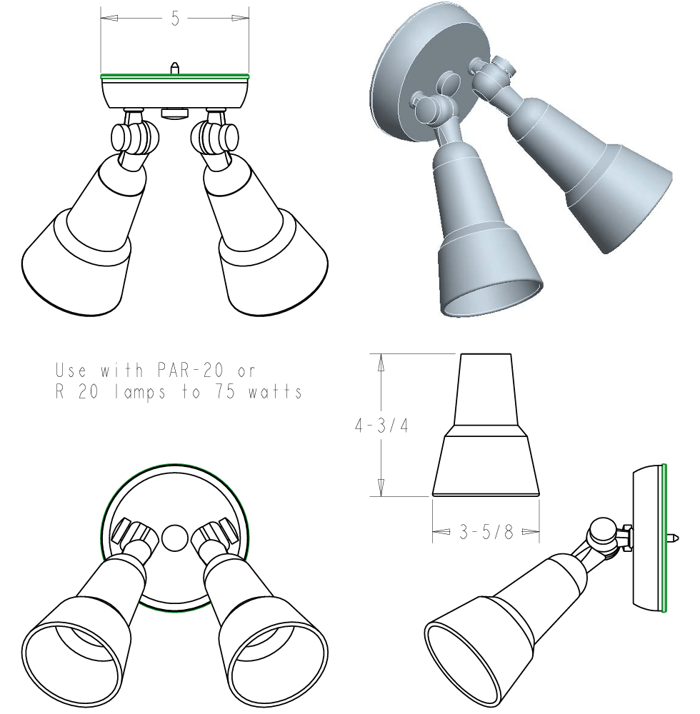 Remcraft 2044 Swedish Modern Double Bullet Fixture