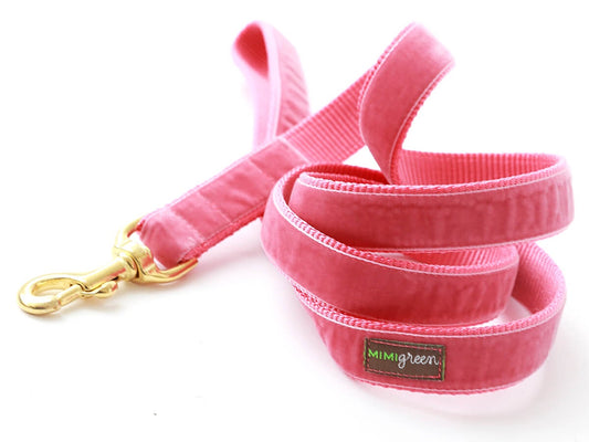 Canine Envy Vintage Velvet Dog Leashes ♡ Primrose Pink