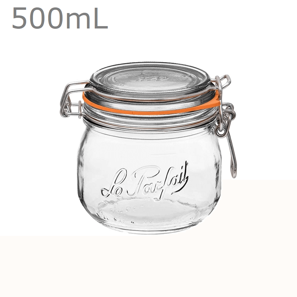 Le Parfait Rounded French Glass Storage Jars with Airtight Rubber Seals