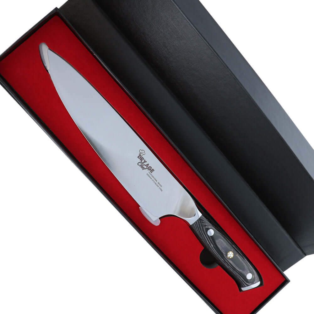 German Stainless Steel Chef/Butcher Knife & Hybrid Cutting Board Combo by Dry Age Chef