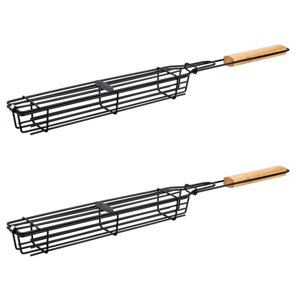 Jim Beam 2-Pack Kabob Grilling Baskets Heavy-Duty Eco-Friendly Ergonomic 19.25"L